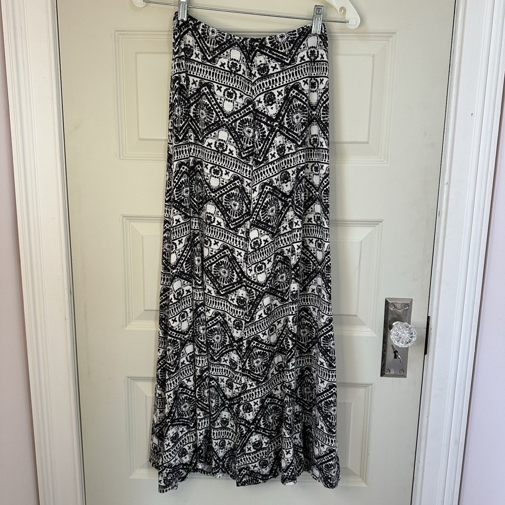 Vintage T PARTY Black And White Boho Style Wide Leg Pants Geometric Hippie Small